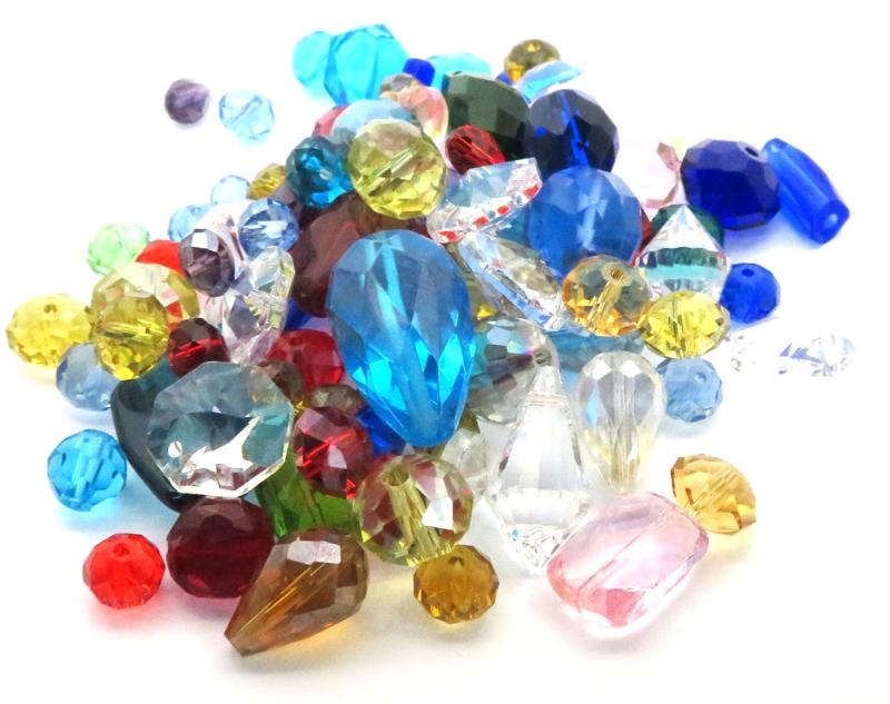 100gms Mixed Crystal Glass Bead Pack