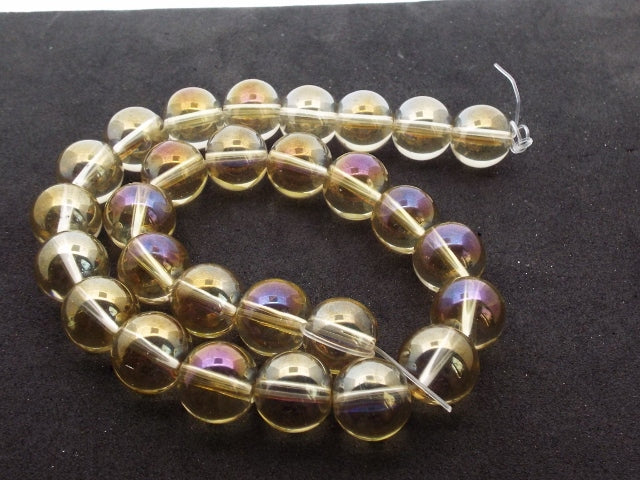 12mm Imperial Gold Aura Crystal Quartz Beads