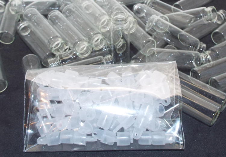 50x Glass Vial Bottle Pendants for Fairy Dust Oils Ashes