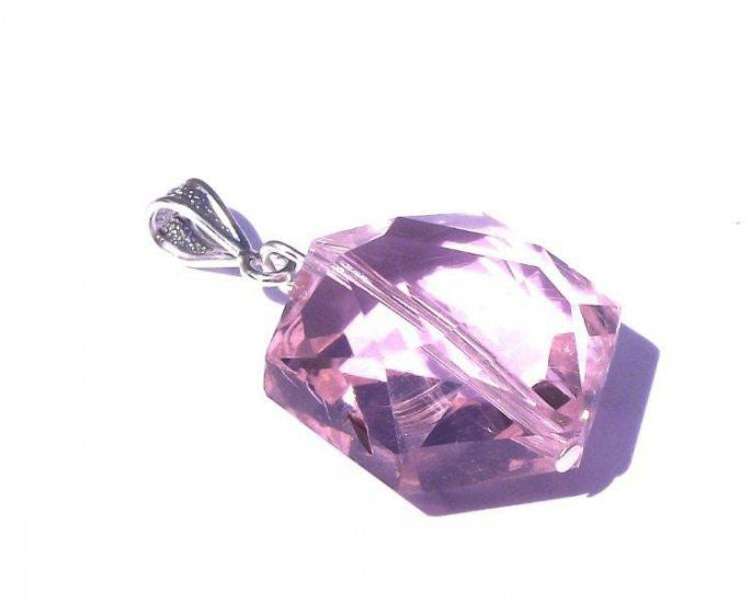 Hexagon Pink Andara Crystal Pendant