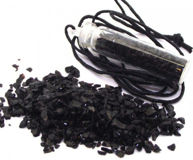 Andara Sacred Black Crystal Glass Bottle Pendant