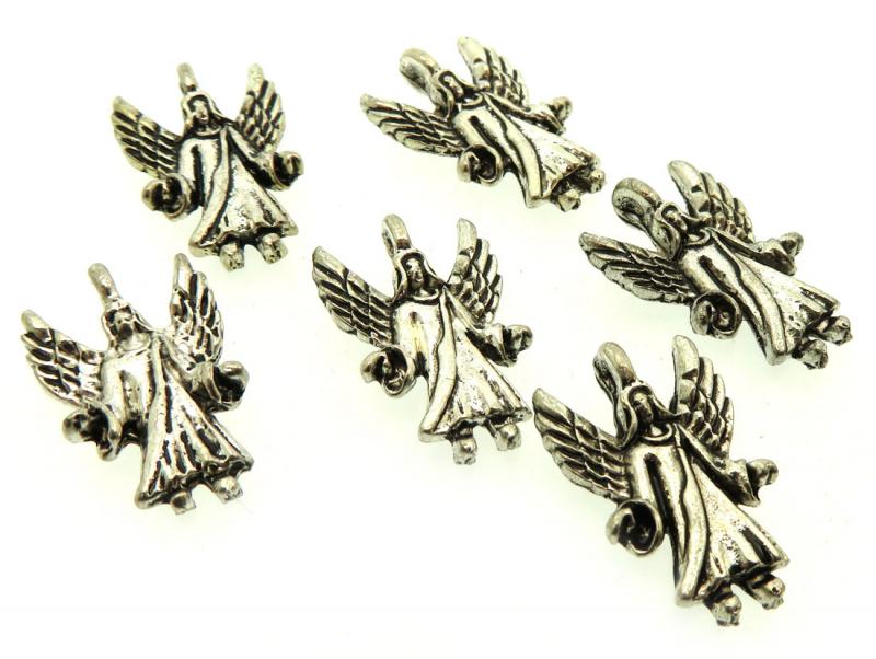6x Silver Coloured Metal Archangel Charms