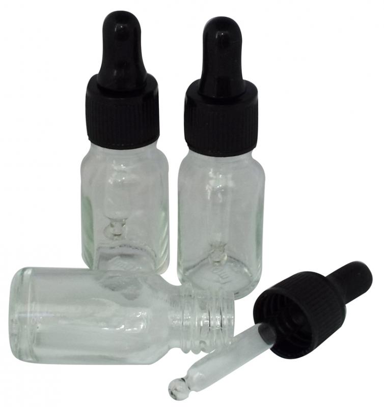 3x 10ml Clear Glass Pipette Dropper Bottles