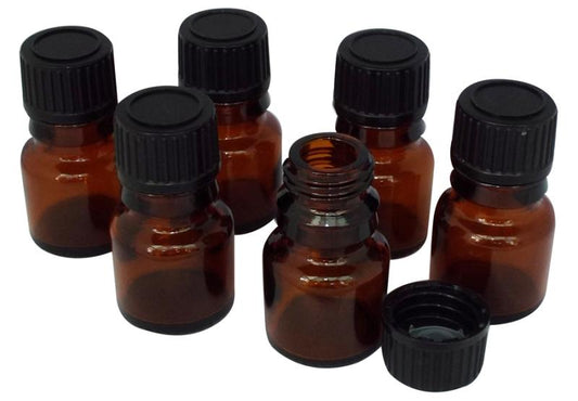 6x 5ml Brown Glass Aromatherapy Style Bottles