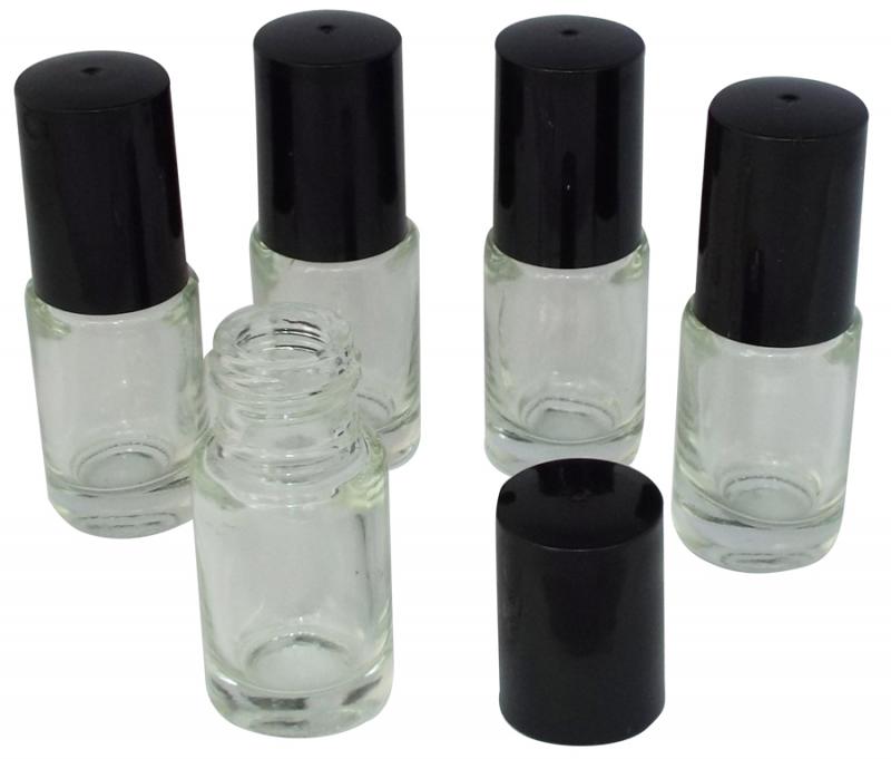 5x 5ml Clear Glass Bottles with Screw Top Lid