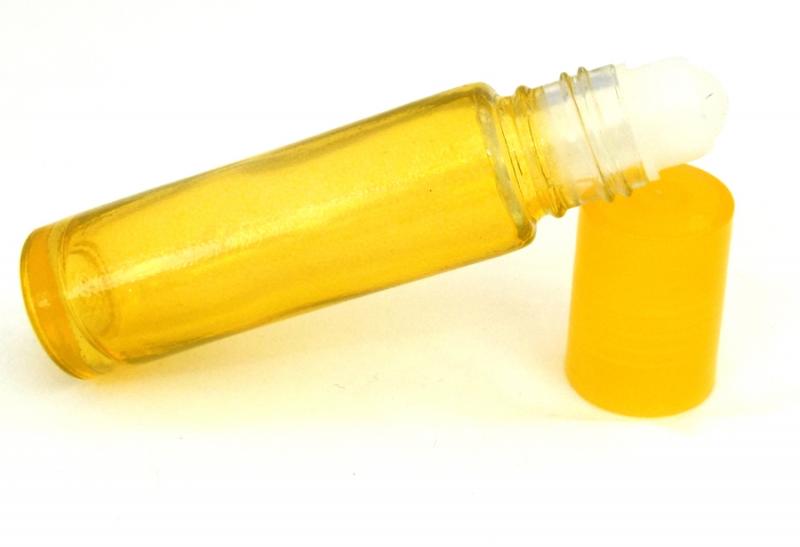 1x 10ml Yellow Coloured Glass Roll On Bottle