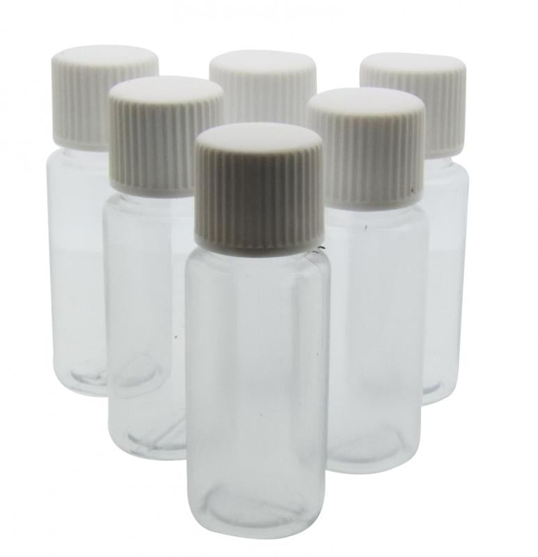 6x 10ml Plastic Screw Top Bottles