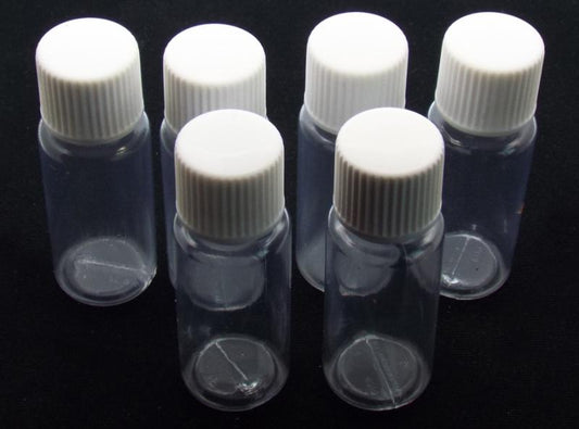6x 10ml Plastic Screw Top Bottles