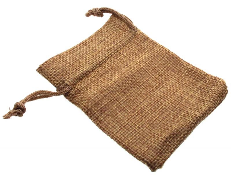 Burlap Drawstring Pouch Brown Small