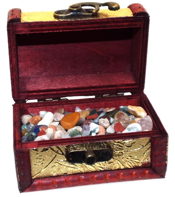 Mini Gold Treasure Chest Containing Tumblestone Chips
