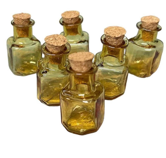 1x Mini Amber Fillable Empty Glass Square Charm Bottle