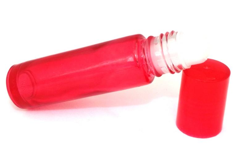 1x 10ml Red Coloured Glass Roll On Bottle