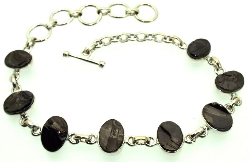 Shungite Gemstone Sterling Silver Bracelet