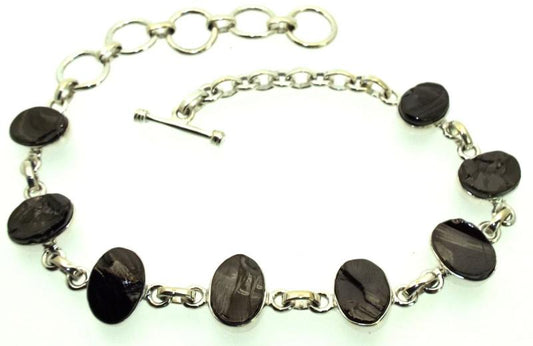 Shungite Gemstone Sterling Silver Bracelet