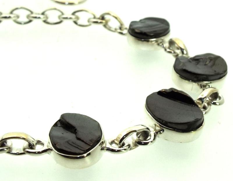 Shungite Gemstone Sterling Silver Bracelet