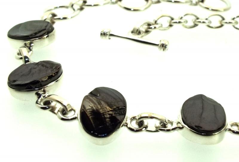 Shungite Gemstone Sterling Silver Bracelet
