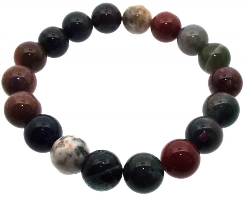 10mm Indian Agate Gemstone Power Bracelet
