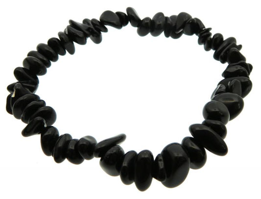 Black Tourmaline Gemstone Small Pebble Bracelet