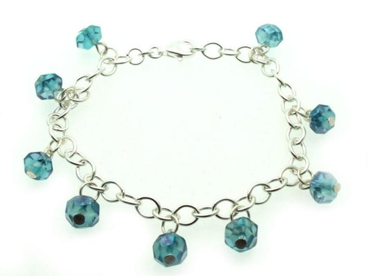 Aqua Aura Sterling Silver Charm Bracelet