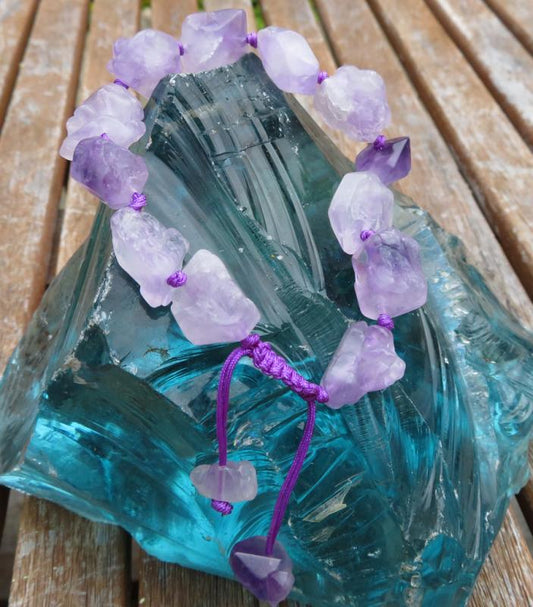 Natural Amethyst Point Gemstone Adjustable Bracelet