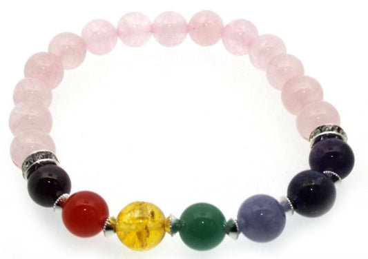 Chakra Gemstone Bead Elasticated Rose Quartz Power Bracelet