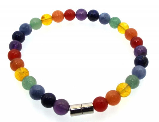 Chakra Gemstone Bead Magnetic Clasp Bracelet