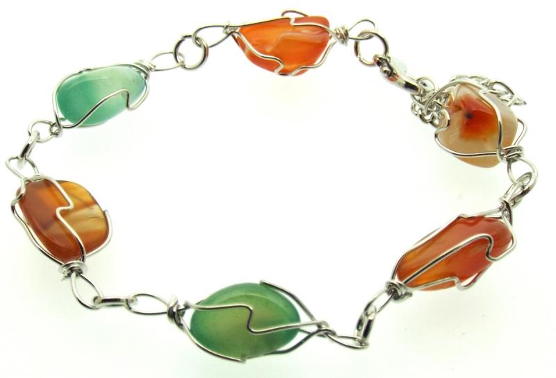 Colourful Indian Agate Gemstone Wire Wrapped Bracelet