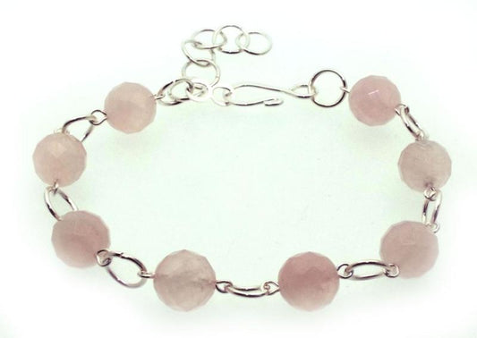 Rose Quartz Gemstone Faceted Bead Bracelet