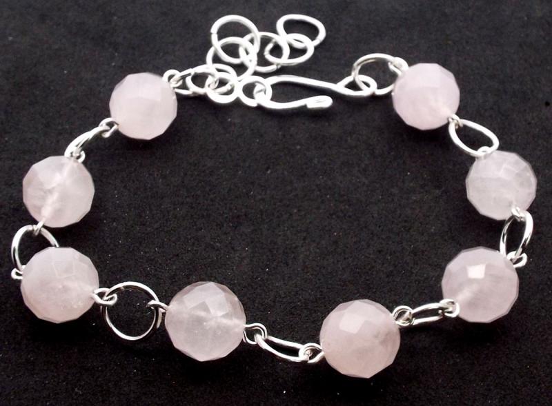 Rose Quartz Gemstone Faceted Bead Bracelet