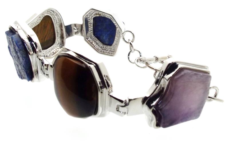 Silver Plated Chunky Gemstone Bracelet 01