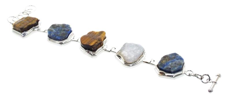 Silver Plated Chunky Gemstone Bracelet 03