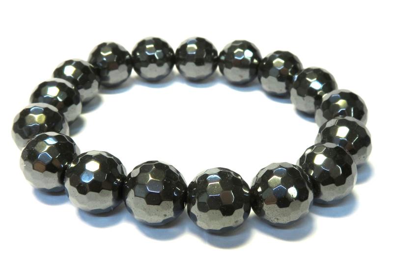 12mm Faceted Hematite Power Bracelet