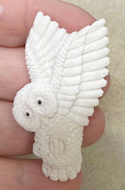 Carved Flat Bone Owl