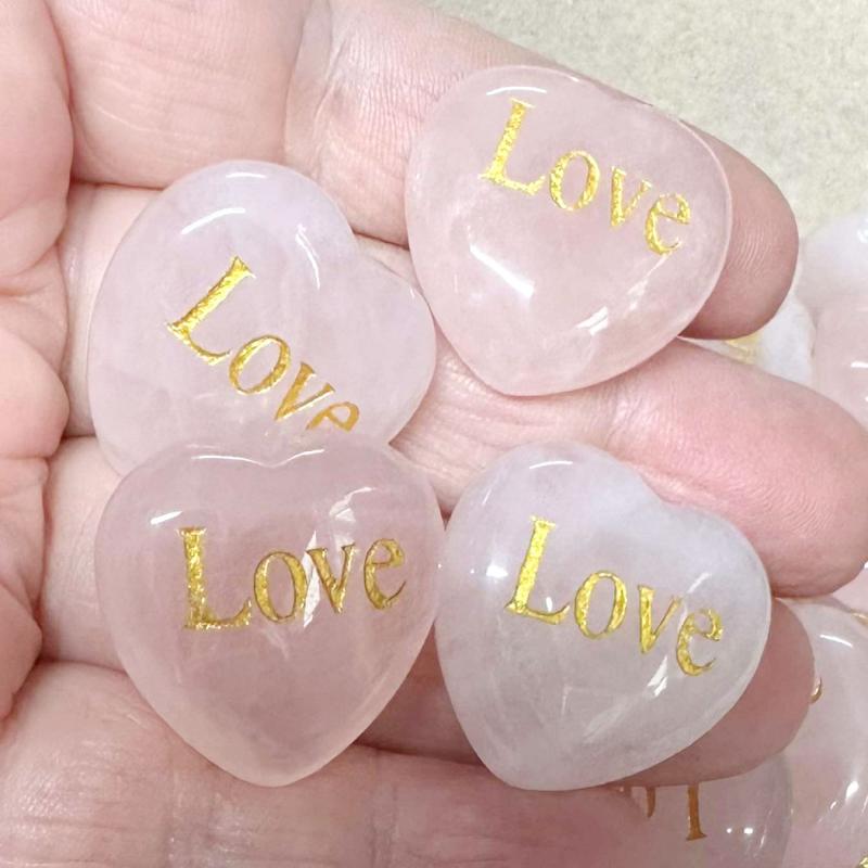Rose Quartz Gemstone Mini Carved Love Heart