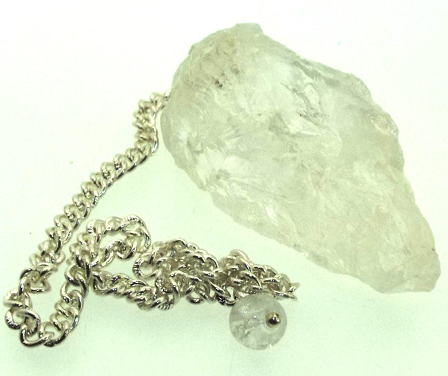 Clear Quartz Hand Knapped Gemstone Pendulum