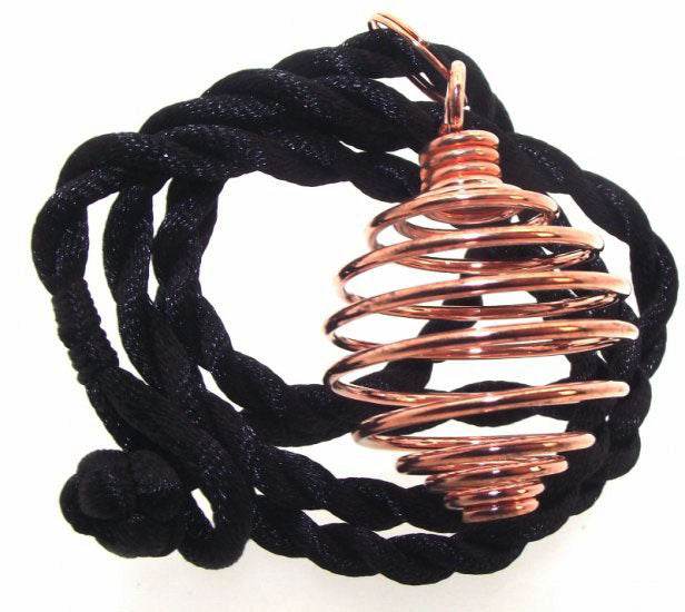 Copper Coloured Spiral Gem Keeper Cage Pendant