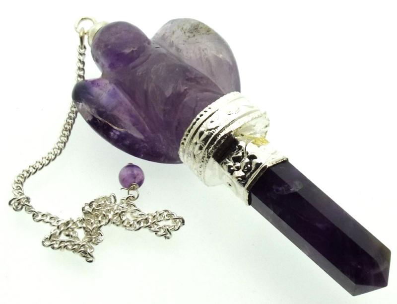 Amethyst Gemstone Carved Angel Pendulum