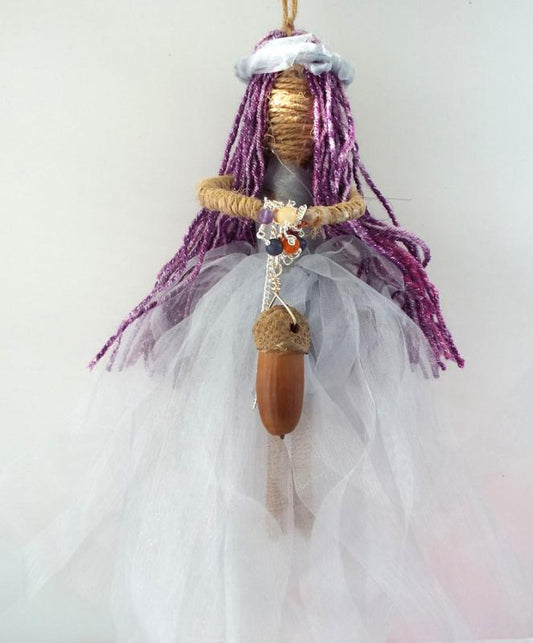 Hand Crafted Hanging Acorn Pendulum Goddess Doll