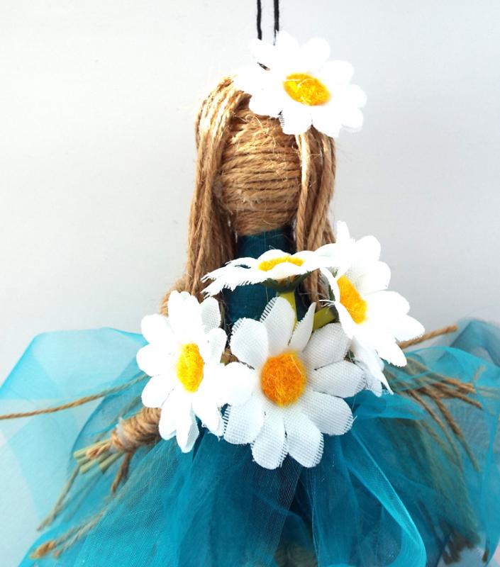 Hand Crafted Hanging Daisy Flower Maiden Doll