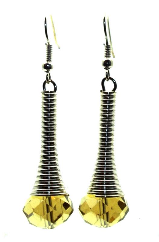 Golden Sparkling Faceted Dropper Fishhook Earrings