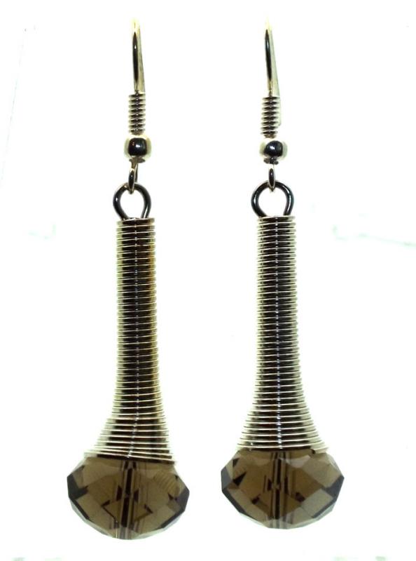 Smokey Sparkling Faceted Dropper Fishhook Earrings