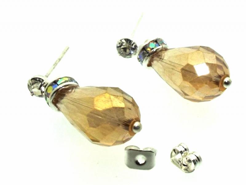 Golden Sparkling Faceted Post Earrings