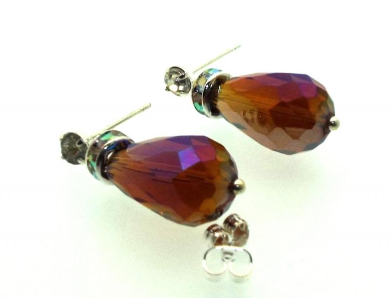 Topaz Effect Sparkling Faceted Post Earrings