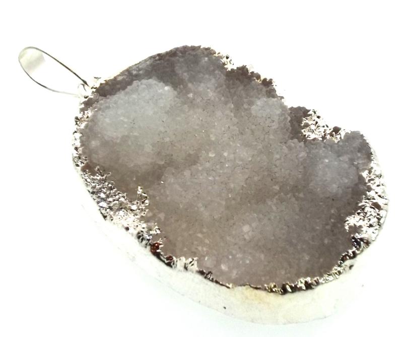 Himalayan Druzy Quartz Crystal Electroplated Pendant Design 11