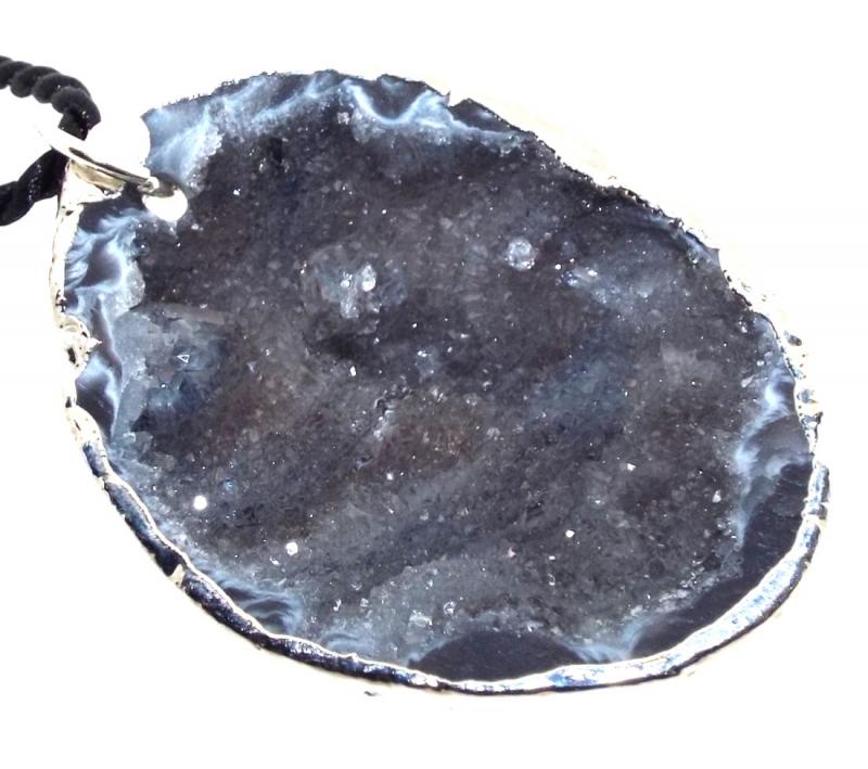 Agate Geode Electroplated Pendant 01