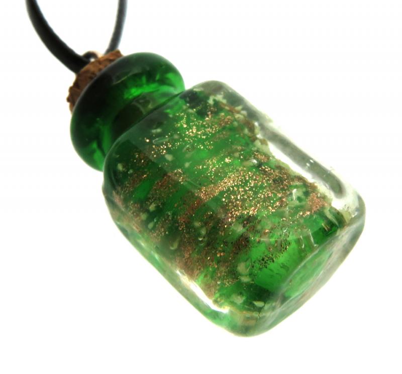 Lachrymatory Style Green Glass Bottle Pendant