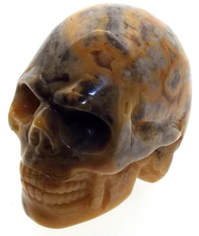 Crazy Lace Jasper Carved Gemstone Skull 03