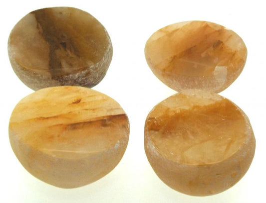 Part Polished Golden Healer Quartz Gemstone Dragon Egg Half