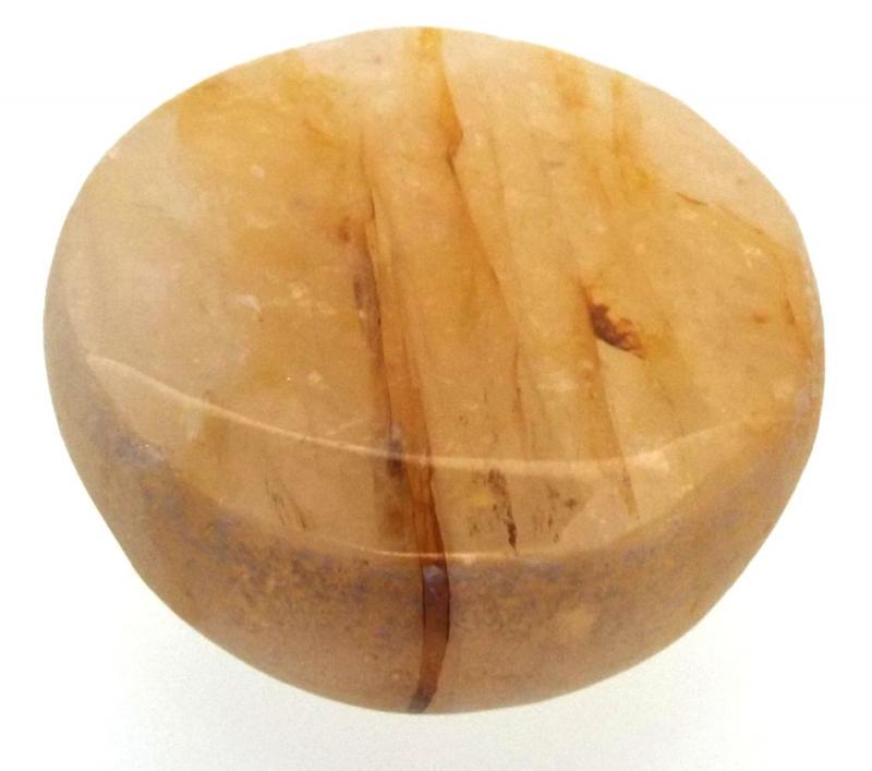 Part Polished Golden Healer Quartz Gemstone Dragon Egg Half