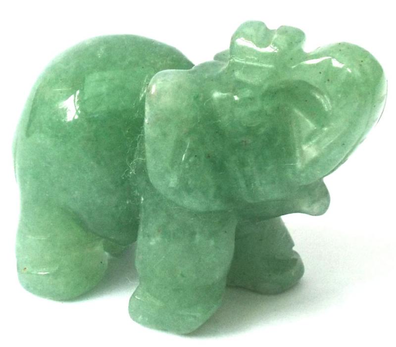 Small Aventurine Carved Gemstone Elephant